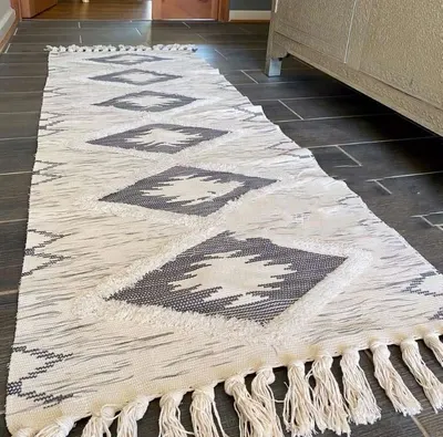 Alfombra kilim 60×200 cm rombo gris — foto 2