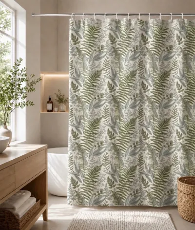 Cortina de Baño Lino Helecho Verde 180x180 cm