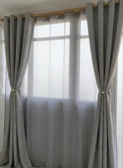 Cortinas Blackout Lino Gris 140x230 cm (Juego 2 Paños) – foto 1