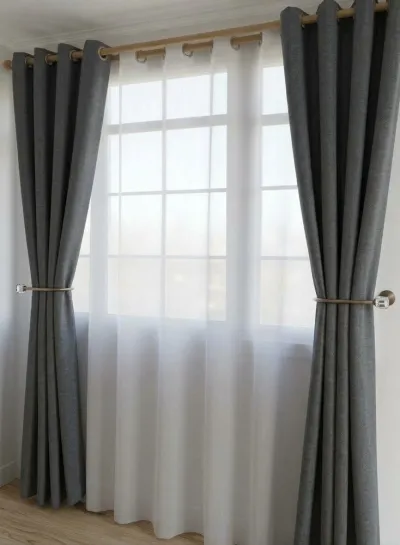 Cortinas Blackout Lino Marengo 140x230 cm (Juego 2 Paños) – foto 1