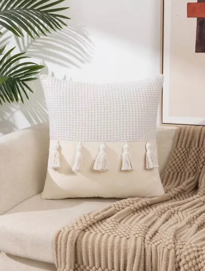 Funda de cojín bicolor beige 45×45 cm – foto 1