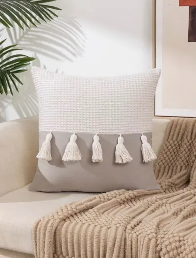 Funda de cojín bicolor gris 45×45 cm