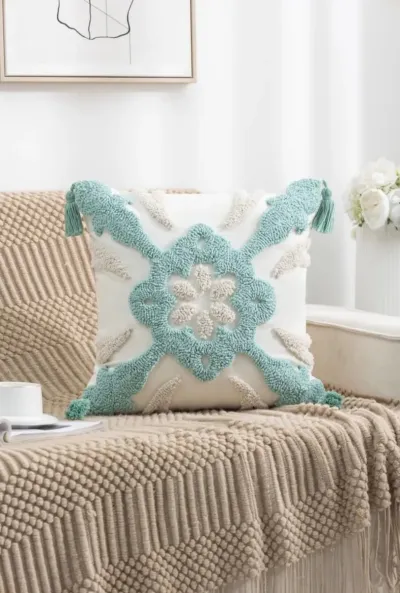 Funda de cojín boho Menta Floral 45x45 cm