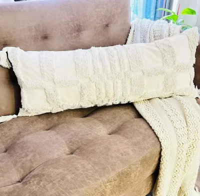 Funda de Cojín Boho Marfil 35x90 cm – foto 1