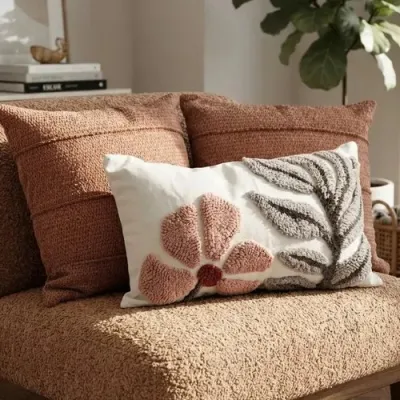 Funda de cojín boho flor rosa botánica – foto 2