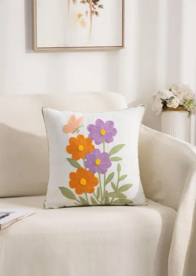 Funda de cojín bordada brisa primaveral 45x45 cm