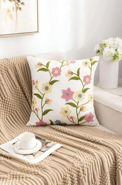 Funda de cojín bordada floral naranja 45x45 cm (copia)