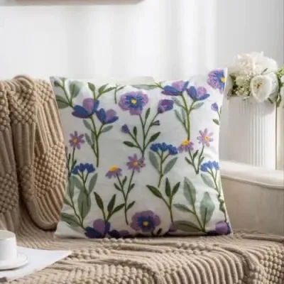 Funda de cojín bordada jardín primavera 45x45 cm (copia)