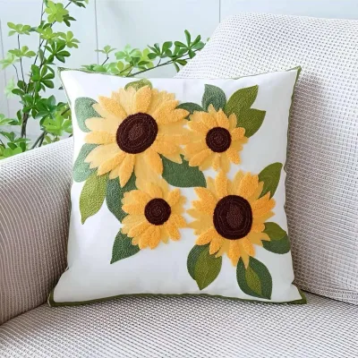 Funda de cojín bordada mariposa rosada 45x45 cm (copia)