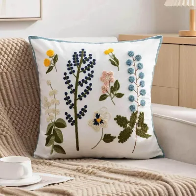 Funda de cojín bordada pajaritos 45x45 cm (copia)