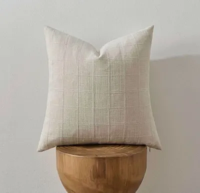Funda de Cojín Cuadrícula Beige 45x45 cm