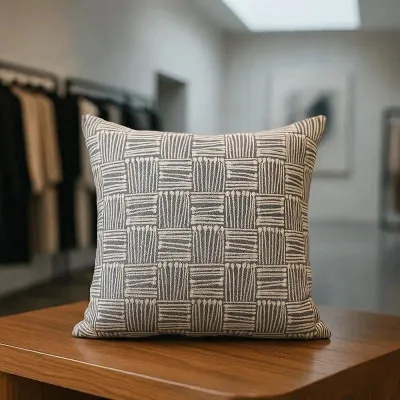 Funda de Cojín Cuadros Geométricos Gris Oscuro 45x45 cm