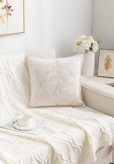 Funda de cojín palmeras beige 45×45 cm – foto 1