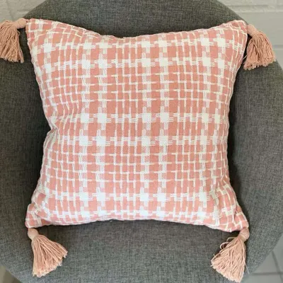 Funda de cojín palo rosa pied de poule – foto 1