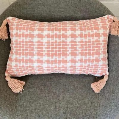 Funda de cojín palo rosa pied de poule – foto 2
