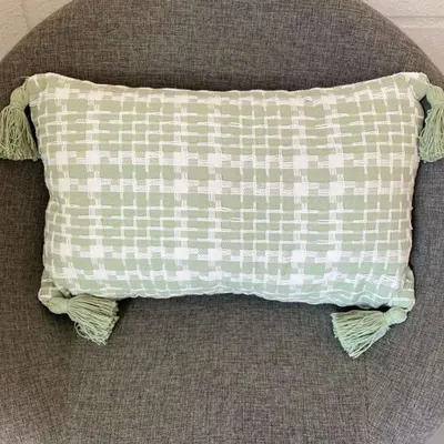 Funda de cojín verde pied de poule – foto 2