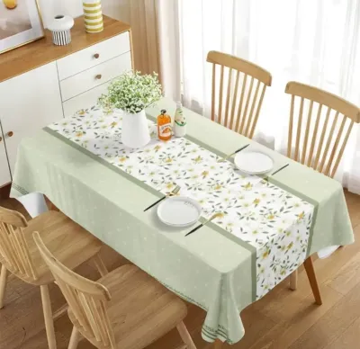 Mantel Antimanchas Menta Flores Silvestres 140x220 cm
