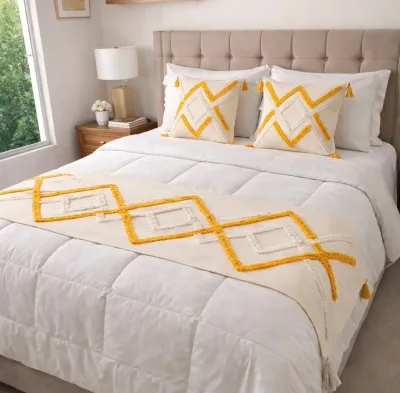 Piecera boho nórdica crudo beige 210x70 cm + 2 fundas 45×45 cm (copia)