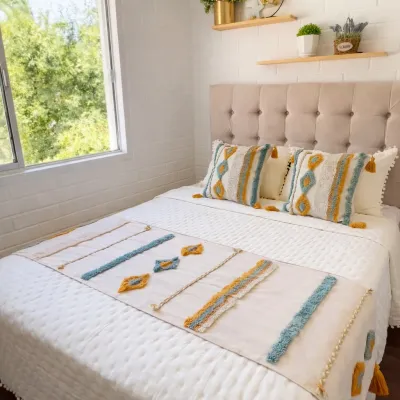 Piecera boho nórdica tribu 210x70 cm + 2 fundas 45×45 cm