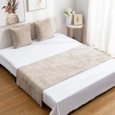 Piecera chenille gris 210x70 cm + 2 fundas 45×45 cm (copia)