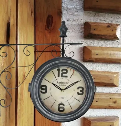 Reloj de metal doble faz Antiquité 24 cm de diámetro – foto 1