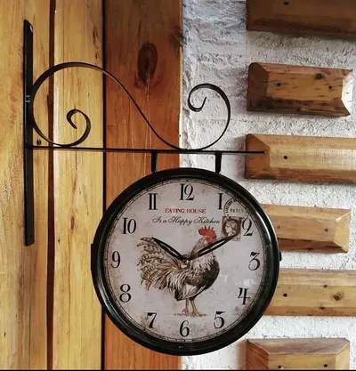 Reloj de metal doble faz gallo campo 24 cm de diámetro – foto 1