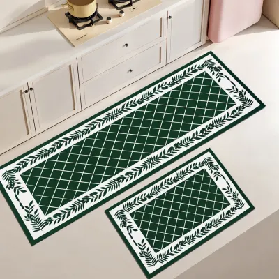 Set 2 Alfombras de Cocina Antideslizantes Verde – foto 1