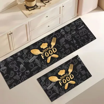Set 2 Alfombras de Cocina Antideslizantes Home Food – foto 1