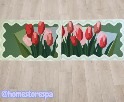 Set 2 Alfombras de Cocina Antideslizantes Tulipanes – foto 2