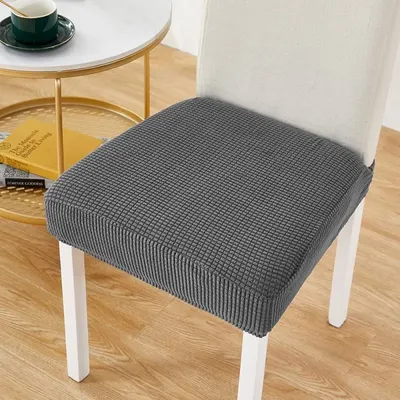 Set de 6 fundas de asiento de silla cuadrille color gris – foto 1