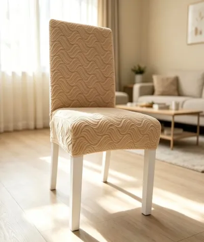 Set de 6 fundas de silla ondas color beige