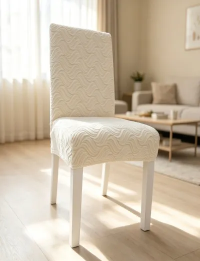 Set de 6 fundas de silla ondas color blanco
