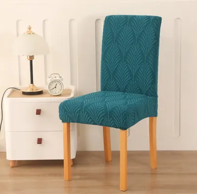 Set de 6 fundas de silla texturizadas hojitas color turquesa