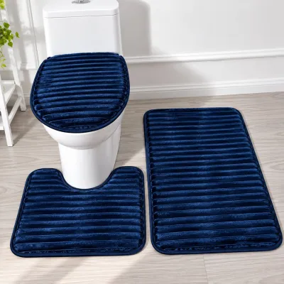 Set de baño antideslizante 3 Piezas textura acanalada color azul – foto 1