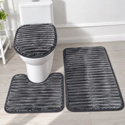 Set de baño antideslizante 3 Piezas textura acanalada color gris – foto 1