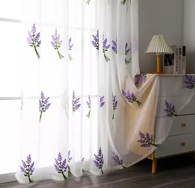 Visillos bordados lavanda lila (2 paños de 140×230 cm) – foto 1