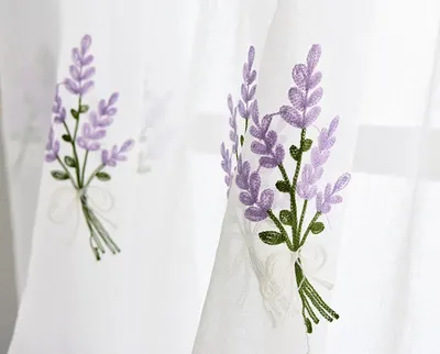 Visillos bordados lavanda lila (2 paños de 140×230 cm) – foto 2