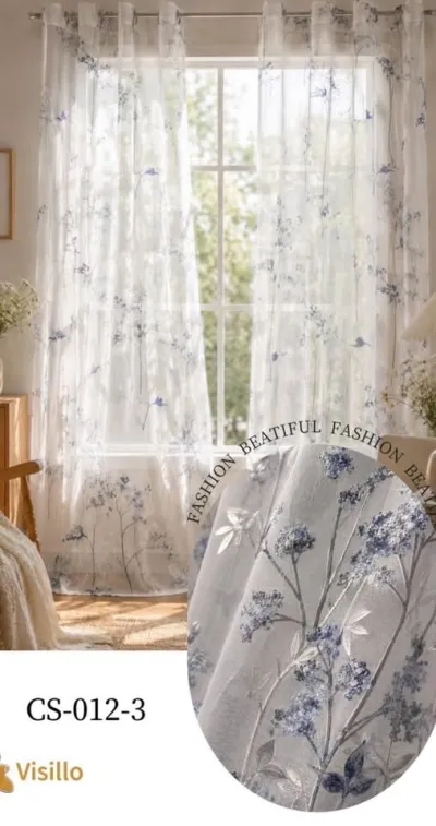 Visillos Flores Azules (2 paños de 140×240 cm)
