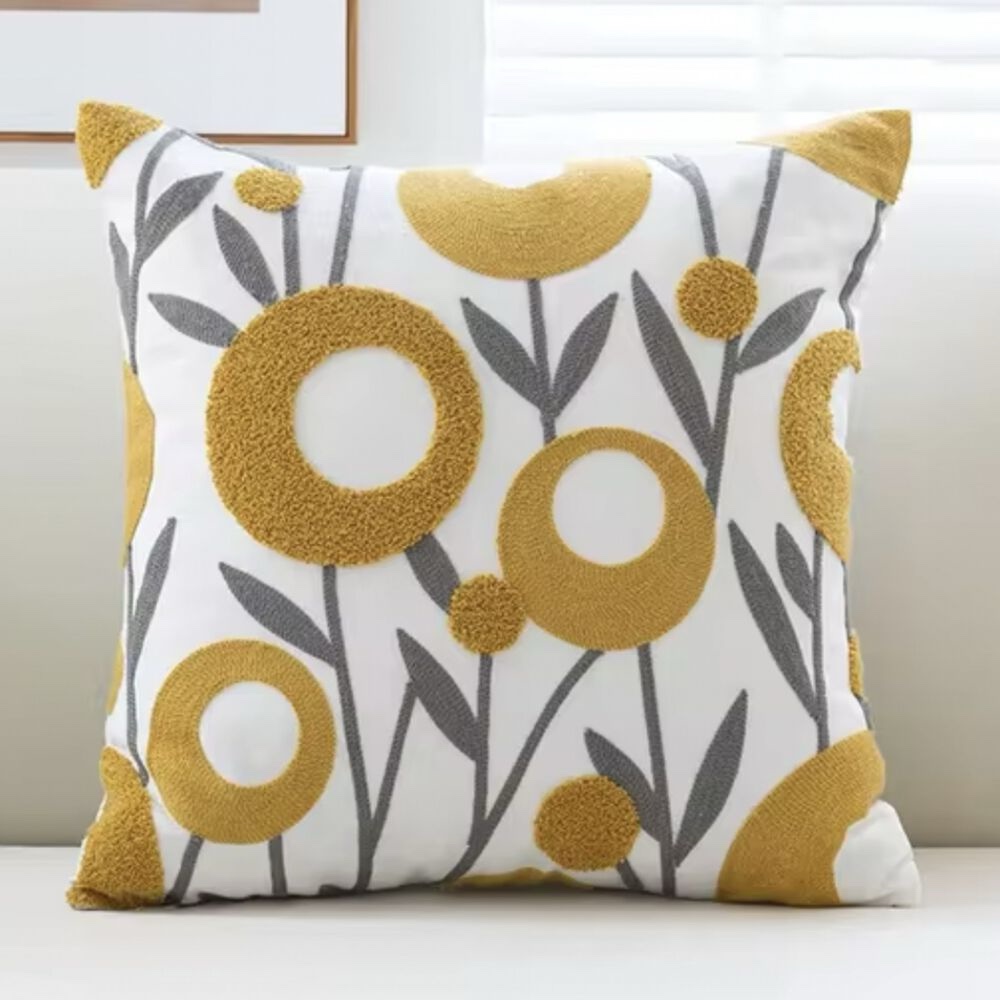 FUNDA DE COJIN BORDADA FLOR ANILLO 45x45 cm/30x50 cm
