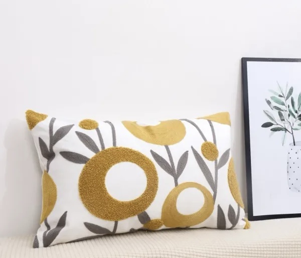 FUNDA DE COJIN BORDADA FLOR ANILLO 45x45 cm/30x50 cm - Imagen 2