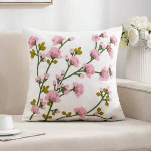 FUNDA DE COJIN BORDADA FLOR DITSY 45 x 45 cm