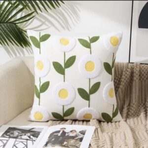 FUNDA DE COJIN BORDADA FLOR REDONDA 45 x 45 cm