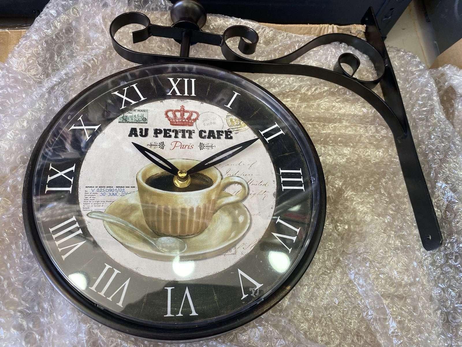 Reloj de metal doble faz au petit café 24 cm diámetro - Imagen 2