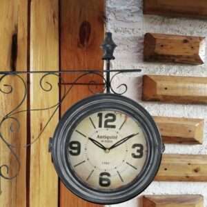 Reloj de metal doble faz
 antiquité 24 cm diámetro