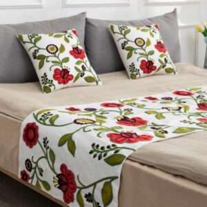 Piecera Bordada Enredadera 70 x 180 cm + 2 fundas 45 x 45 cm
