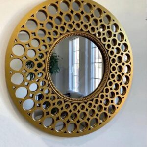 ESPEJO REDONDO DORADO 63 CMS