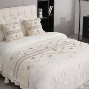 Piecera Boho Cruz gris 70 x 210 cm + 2 fundas 45 x 45 cm
