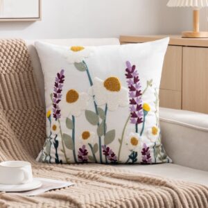 FUNDA DE COJIN BORDADA MARGARITA LAVANDA 45x45 cm/30x50 cm