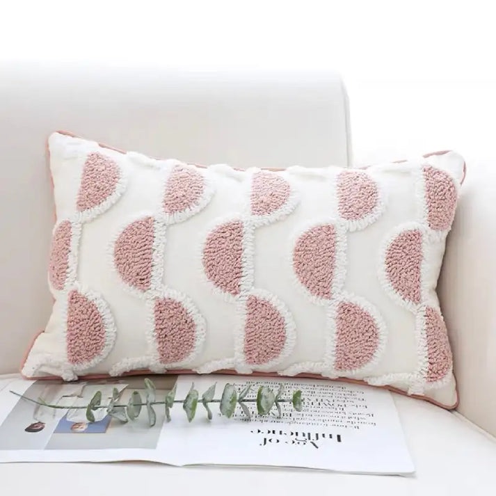 FUNDA DE COJIN SEMICÍRCULOS ROSADOS - Imagen 3