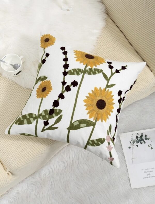 FUNDA DE COJIN BORDADA GIRASOLES 45x45 cm/30x50 cm